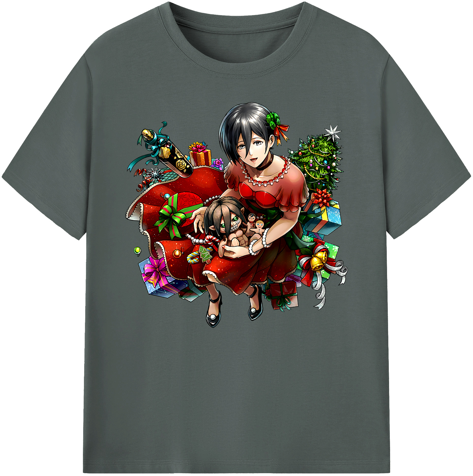 （画像用） 進撃の巨人 ミカサ·アッカーマン Attack on Titan Mikasa Ackerman 綿100％ メンズ半袖Tシャツ｜肌触りやわらか＆通気性